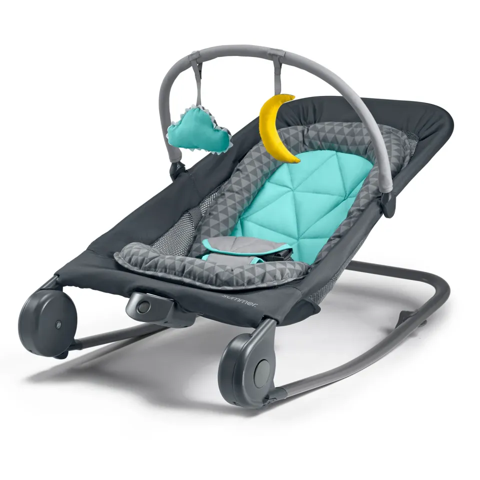 Summer Ingenuity 2-in-1 Bouncer Rocker Babywippe Grau Teal Vibration