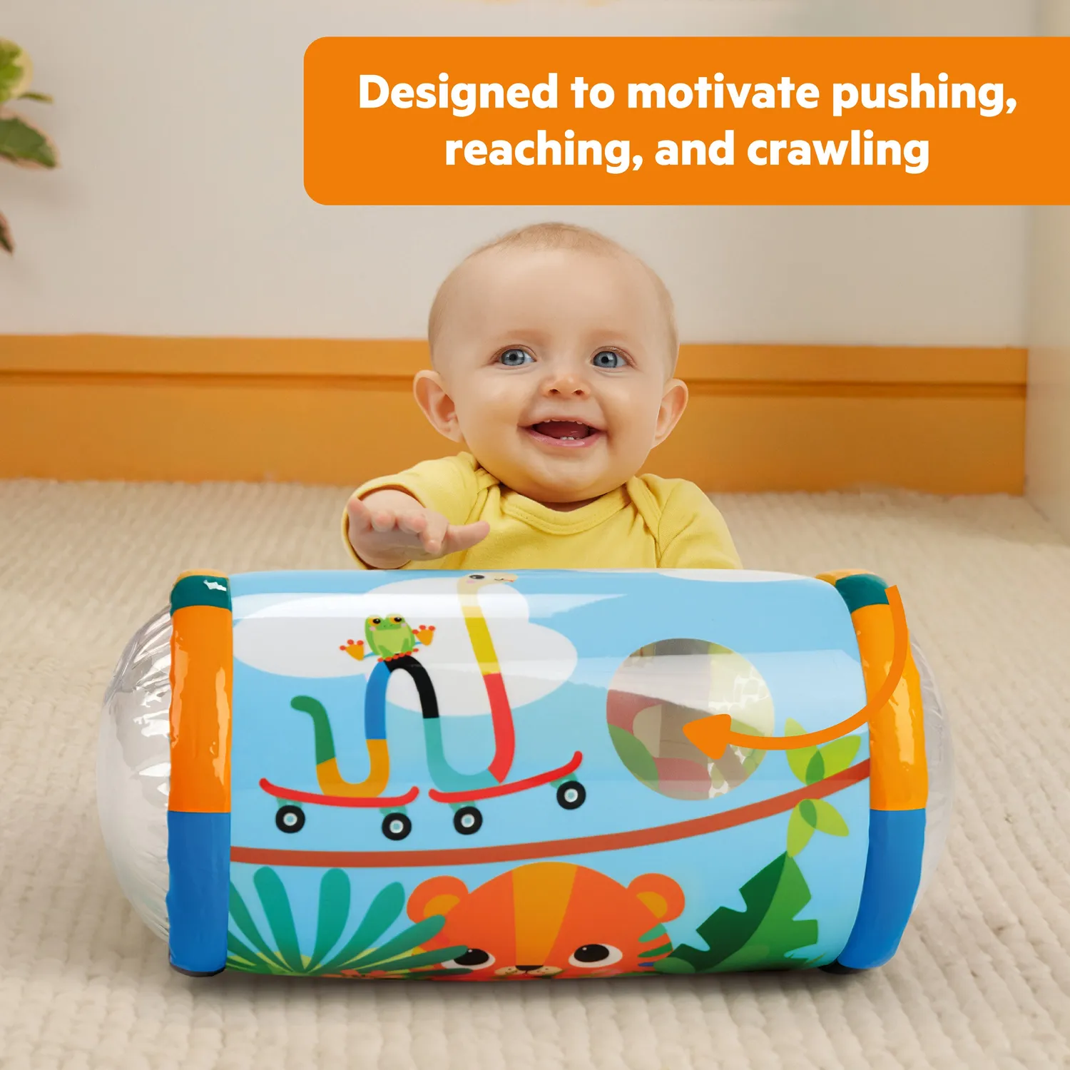 Bright Starts Roll-Along Rainforest Krabbelrolle mit Rasselbällen
