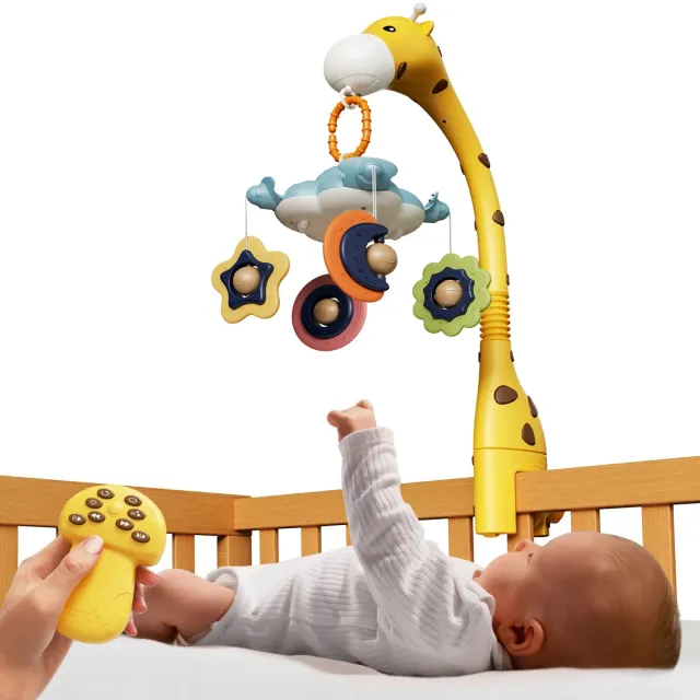 TUMAMA Mobile Baby Gelb mit Licht Musik Sternenhimmel