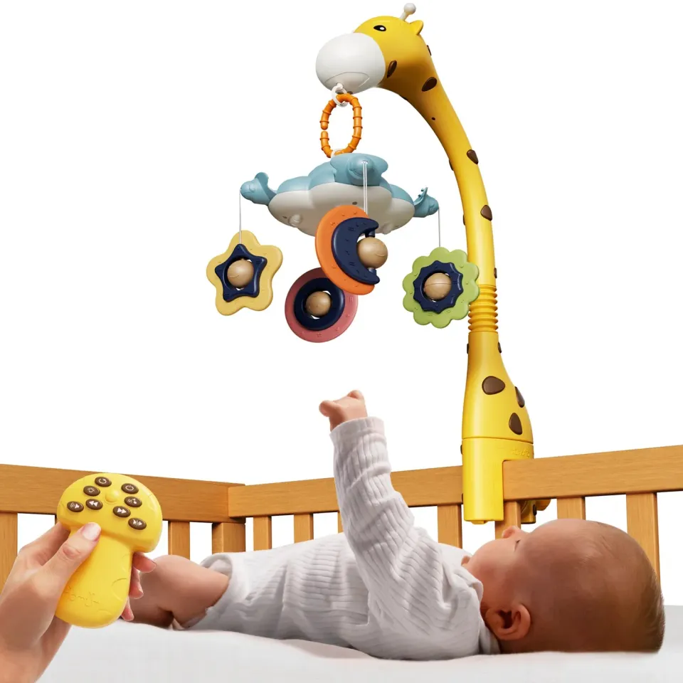 TUMAMA Mobile Baby Gelb mit Licht Musik Sternenhimmel