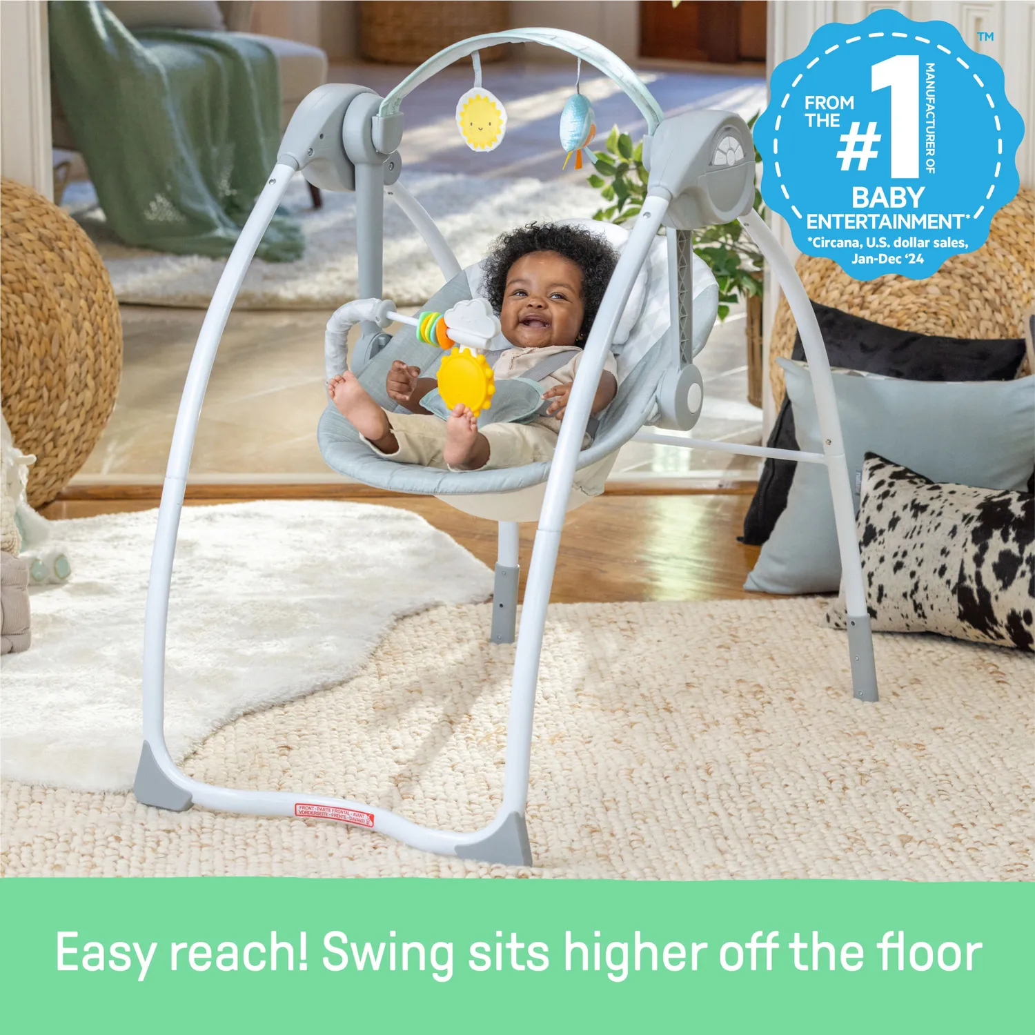 Ingenuity Milestone Swing Babyschaukel Grey 6 Stufen