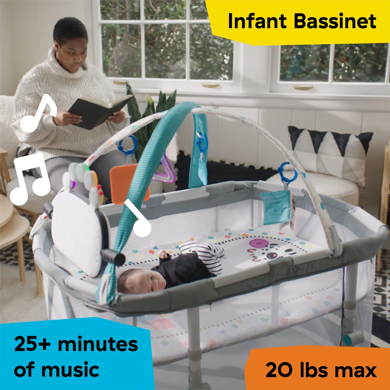 Baby Einstein Kick & Snooze 3-in-1 Laufstall Klavier Musik Licht