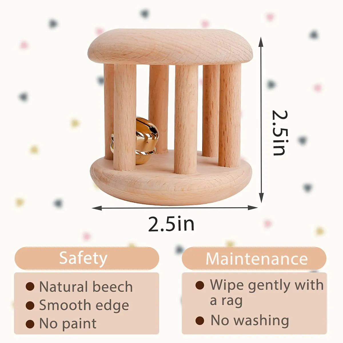 let's make Montessori Rassel Holz natur 4-teilig Greifspielzeug