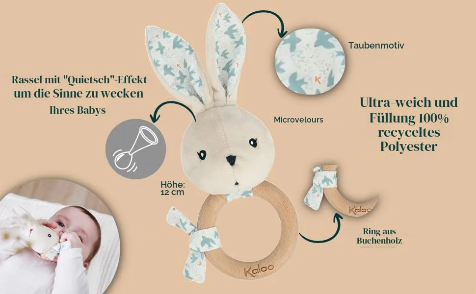 Kaloo K'Doux Geschenkset Hase 3-teilig Taubendruck