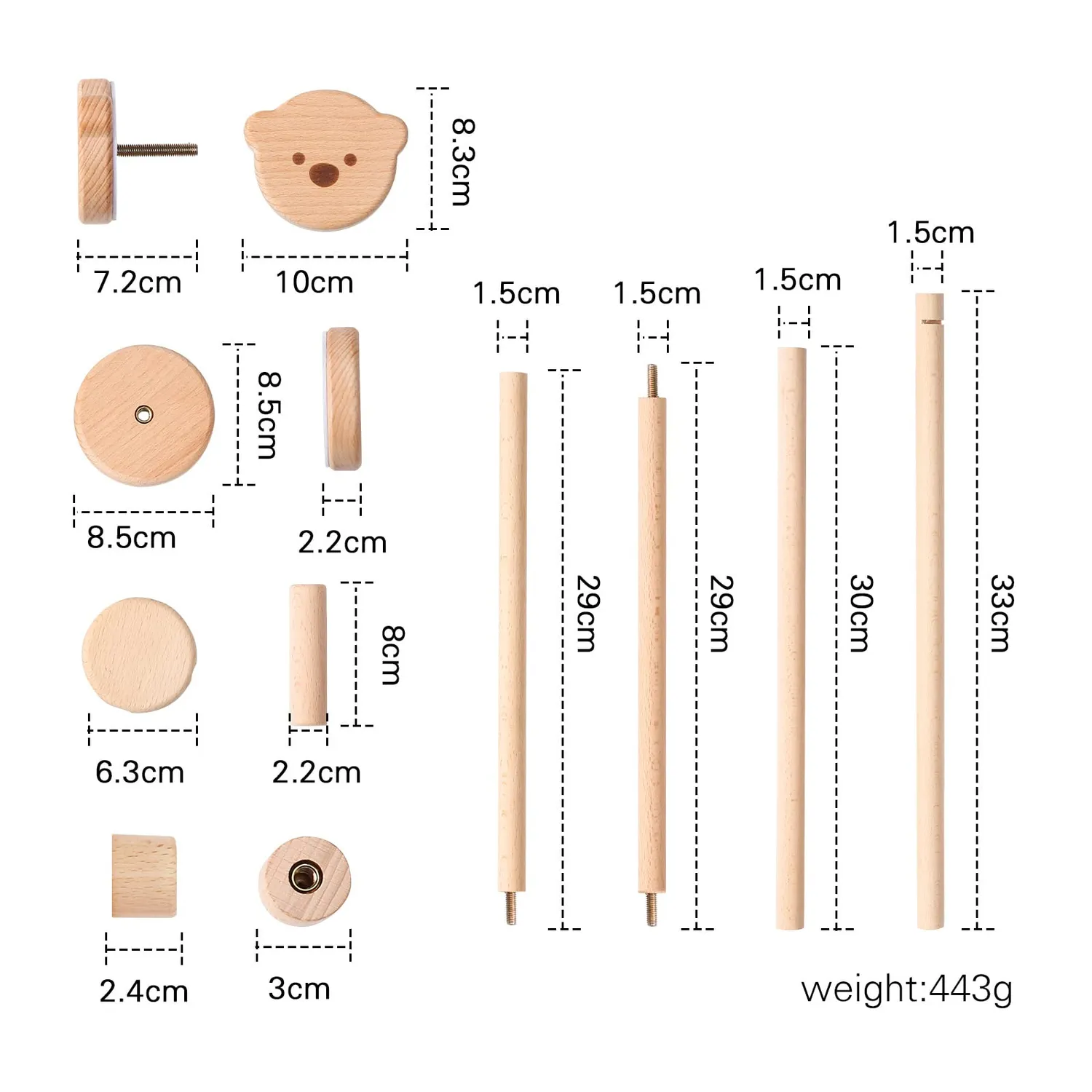 let's make Bär Mobile-Halter Holz höhenverstellbar