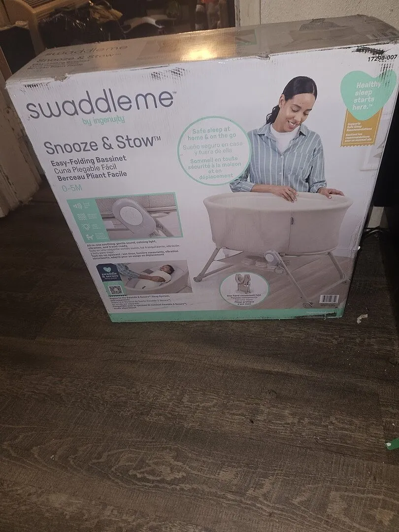 Ingenuity Snooze & Stow Easy-Folding Babybett Sand mit Sound