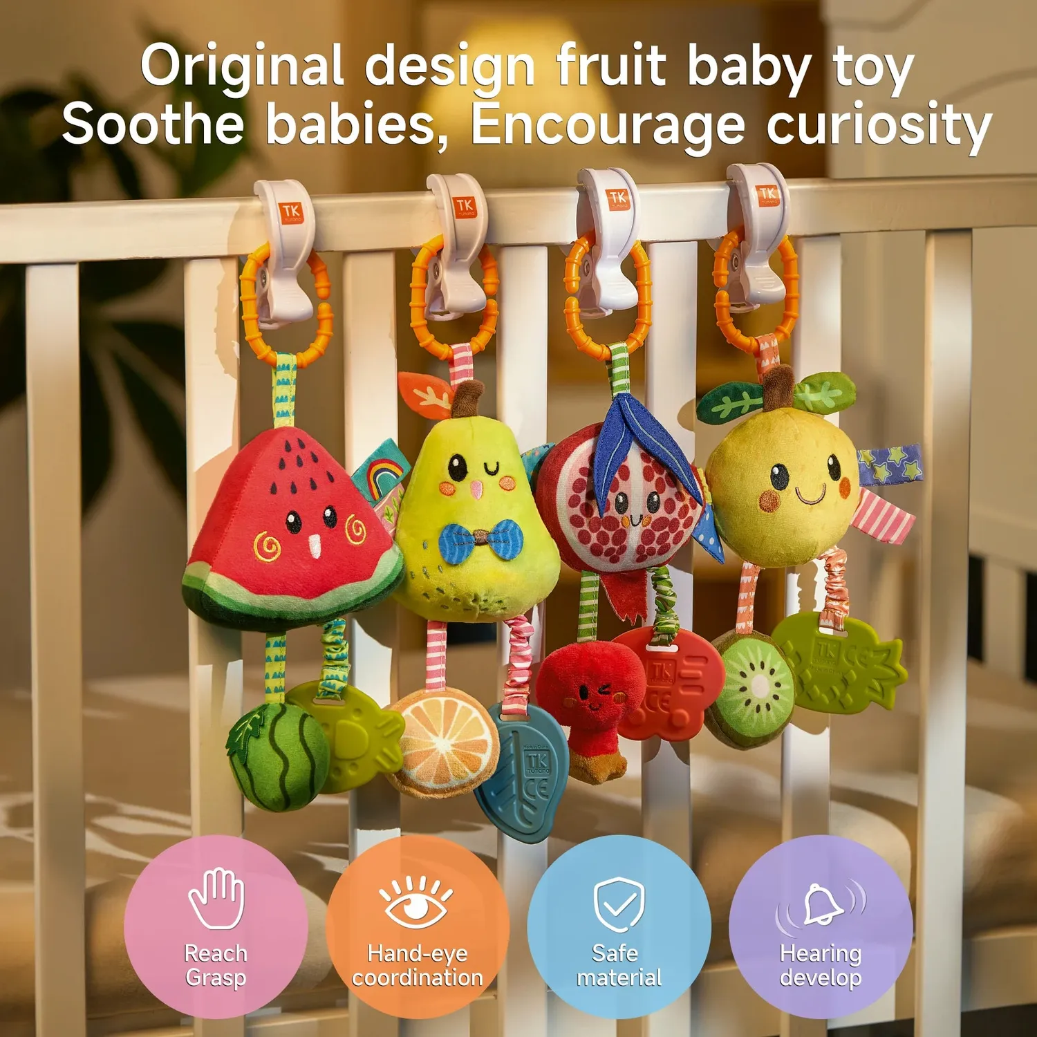 TUMAMA Frucht Rassel Anhänger 4er-Set Plüsch Baby