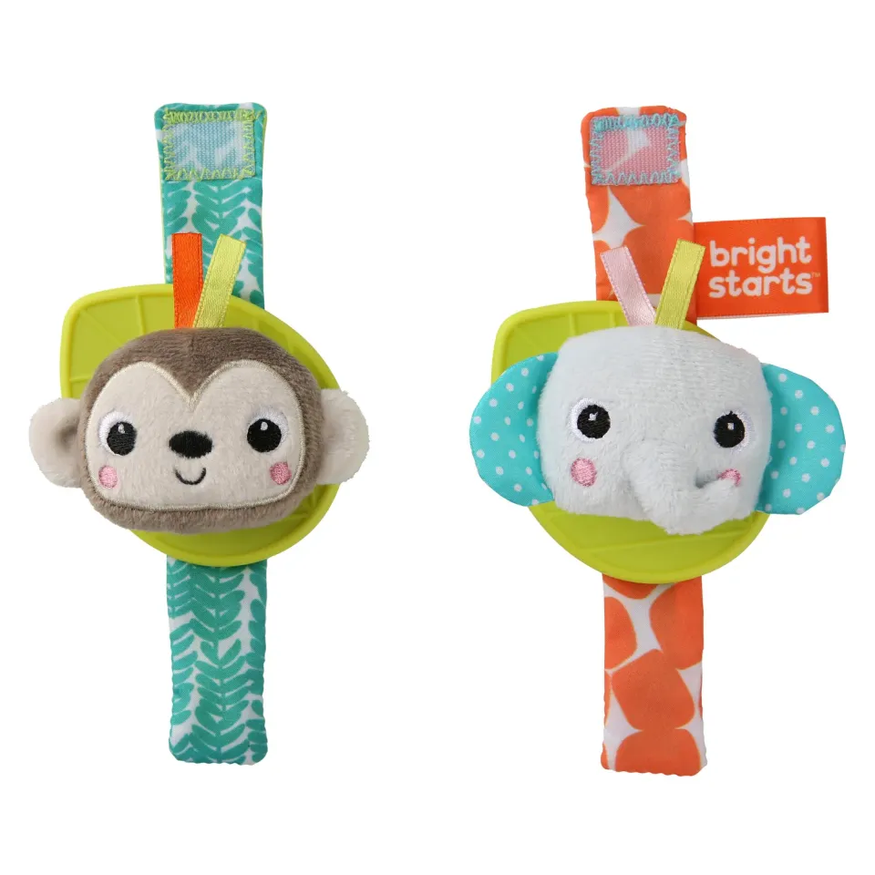 Bright Starts Rattle & Teethe Rassel 2er-Set Affe Elefant