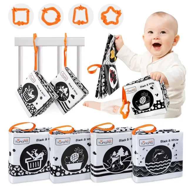 TUMAMA Knisterbuch Schwarz-Weiß für Babys waschbar