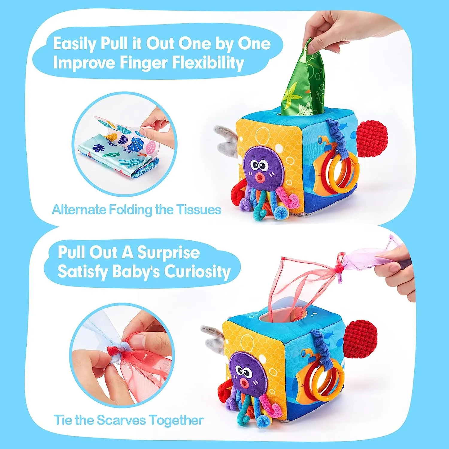 hahaland Montessori Tissue Box Marine Tücherbox-Spielzeug sensorisch