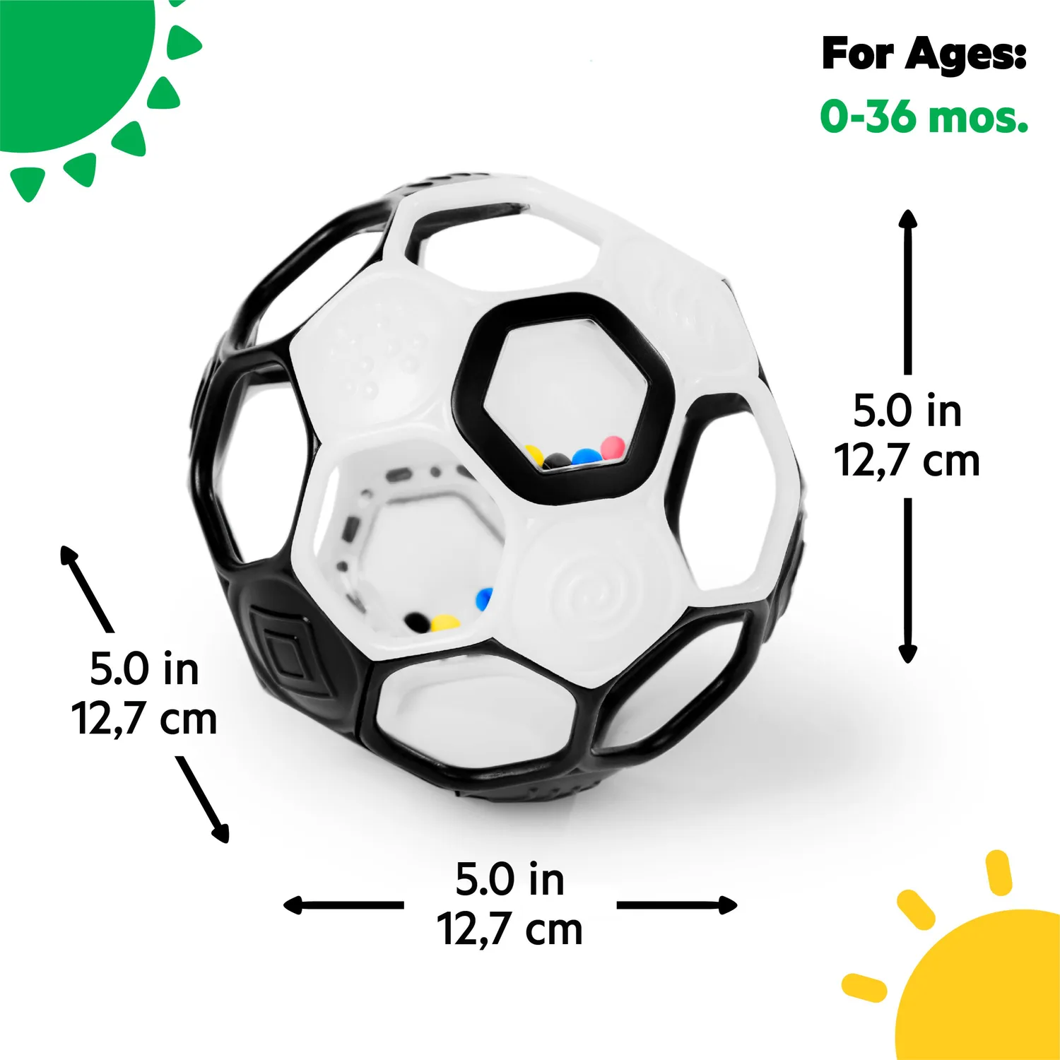 Bright Starts Oball Grippin Goals Rasselball Schwarz-Weiß mit Rassel