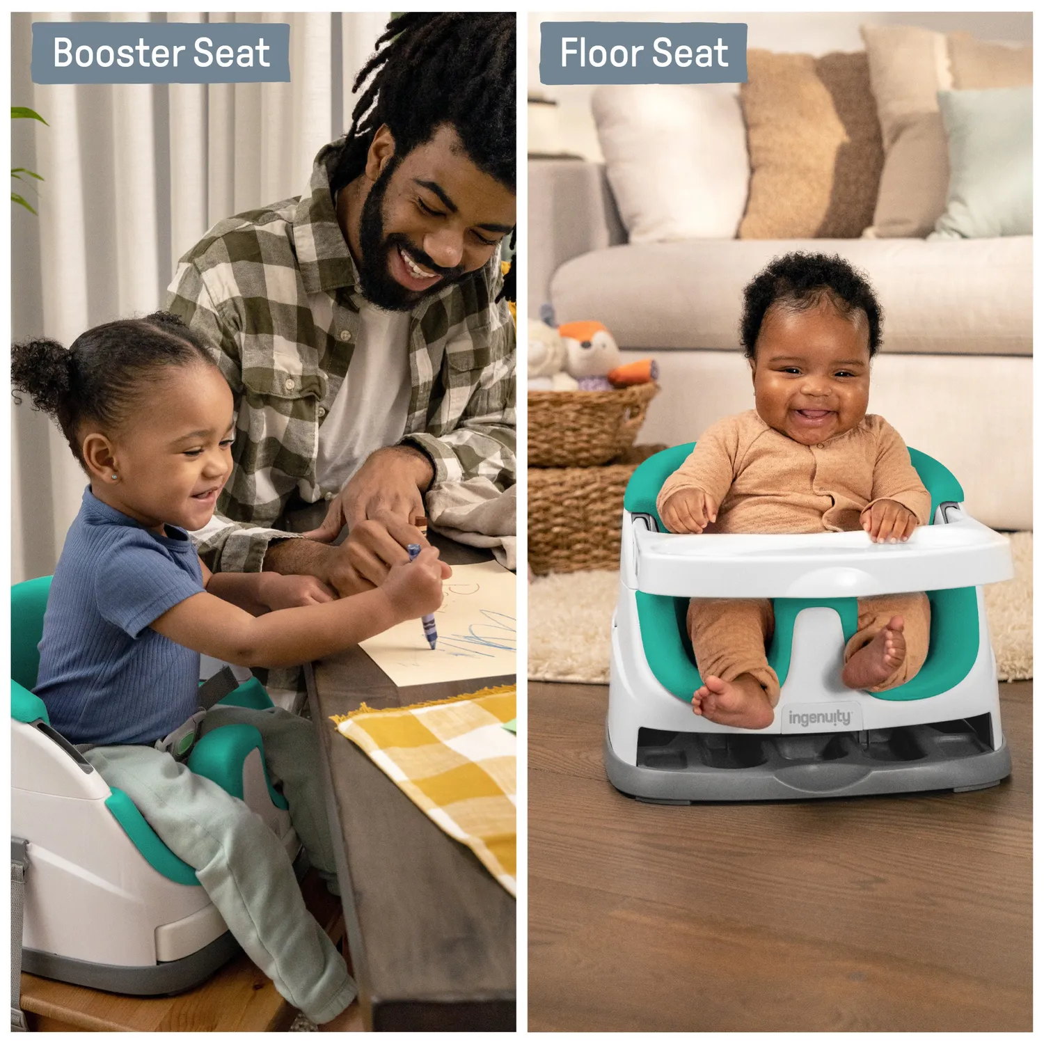 Ingenuity Baby Base 2-in-1 Boostersitz Ultramarine Green mit Tablett