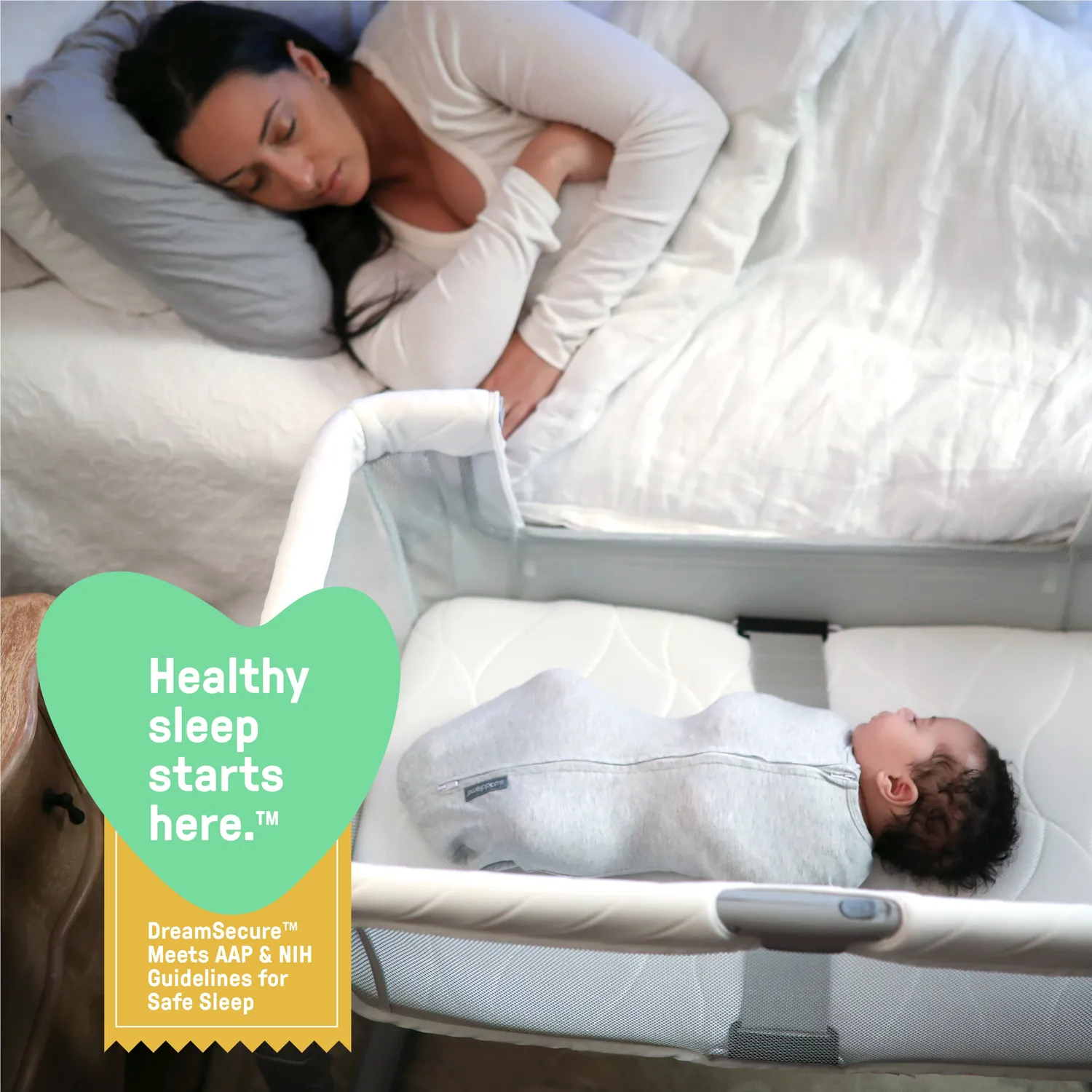 Ingenuity DreamSecure 2-in-1 Beistellbett Weiß mit Pod atmungsaktiv