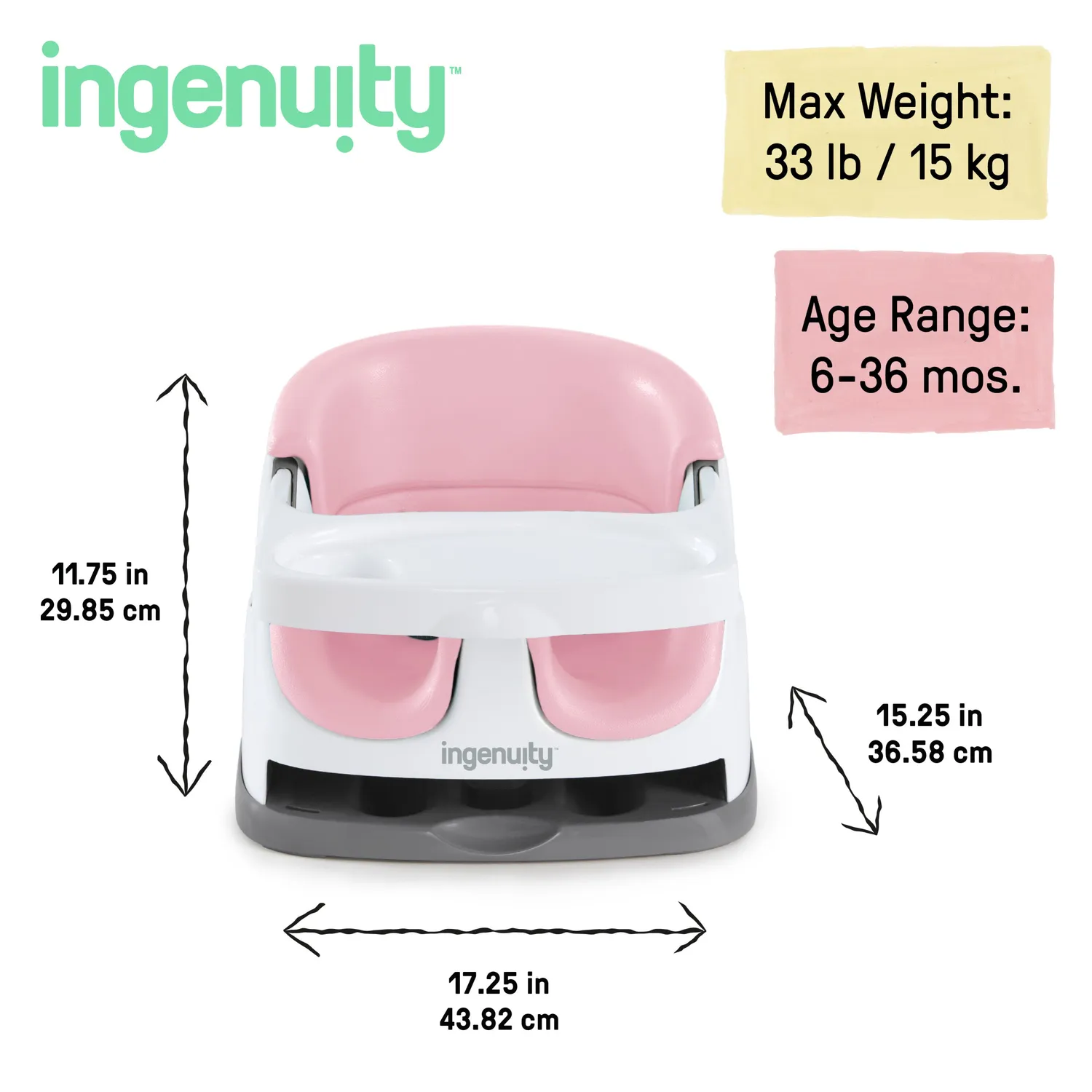 Ingenuity Baby Base 2-in-1 Sitzerhöhung Peony mit Tablett