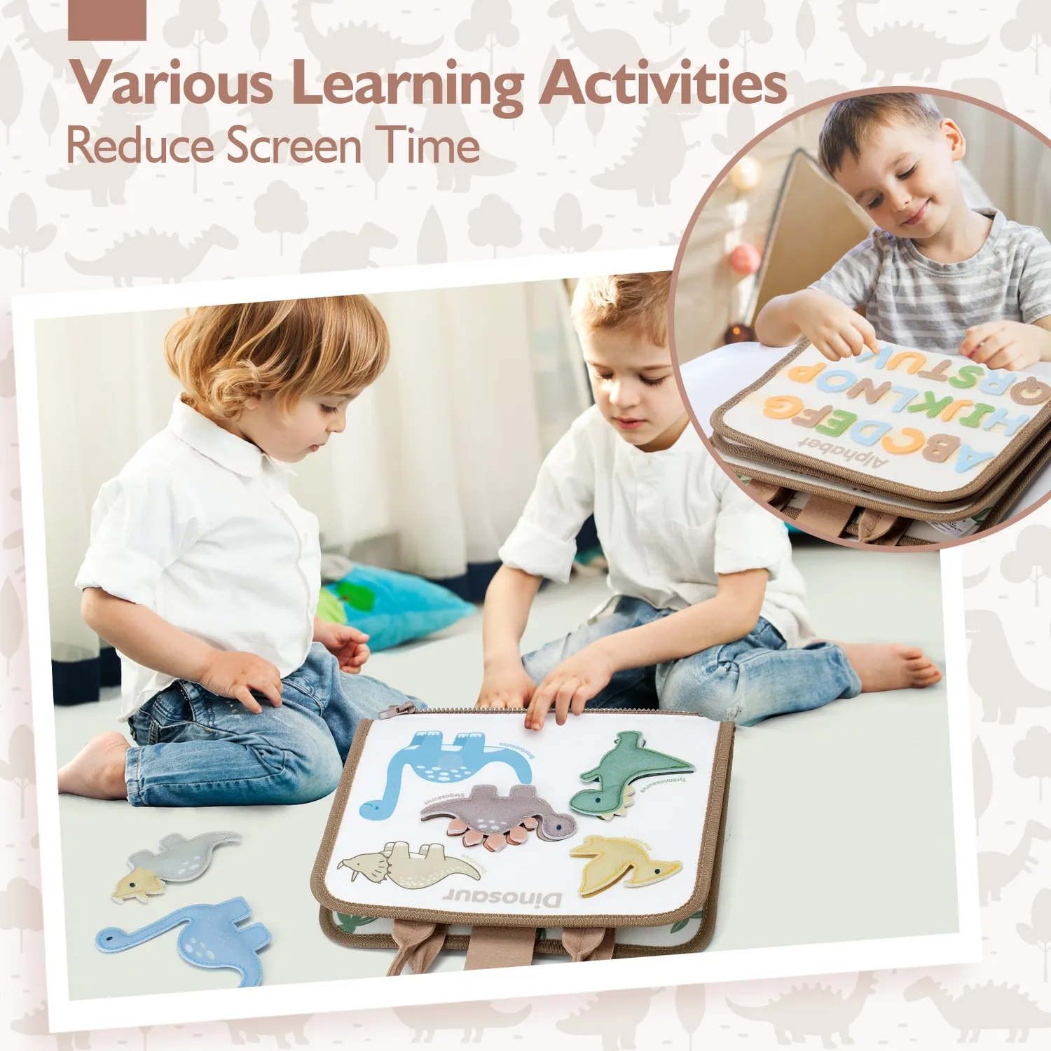 hahaland Dino 6-in-1 Busy Board Montessori Spielzeug