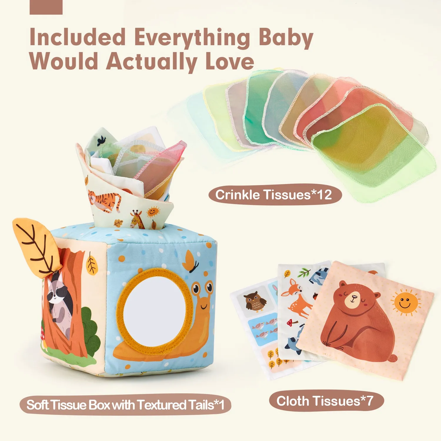 hahaland Taschentuchbox Baby Sensorik Spielzeug mit Tüchern