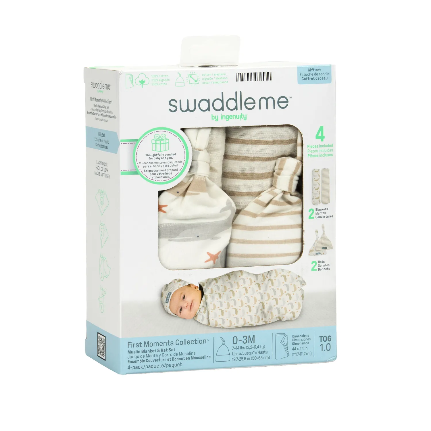SwaddleMe First Moments Musseldecke & Mütze Set 4-tlg oeko-tex