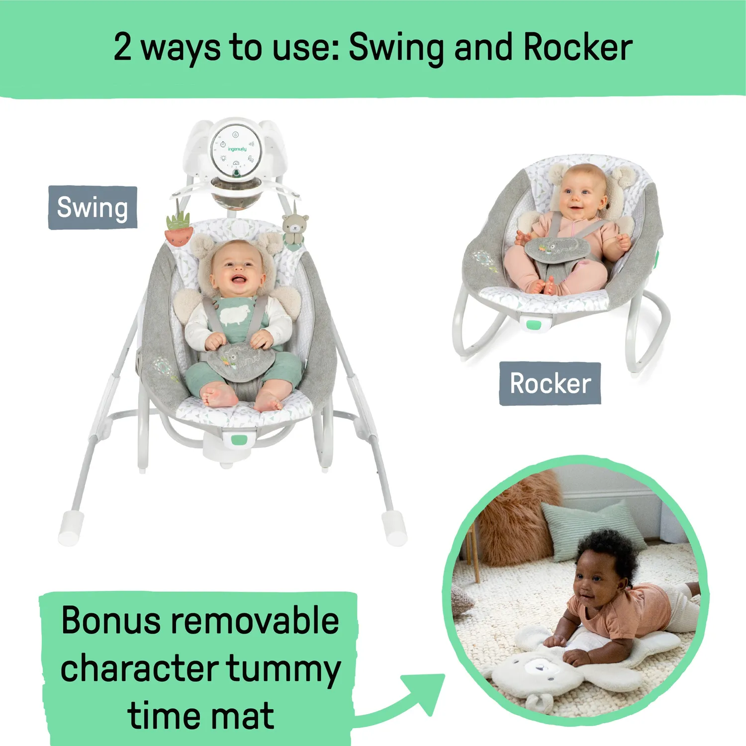 Ingenuity InLighten Soothing Swing Babyschaukel Nate 2-in-1