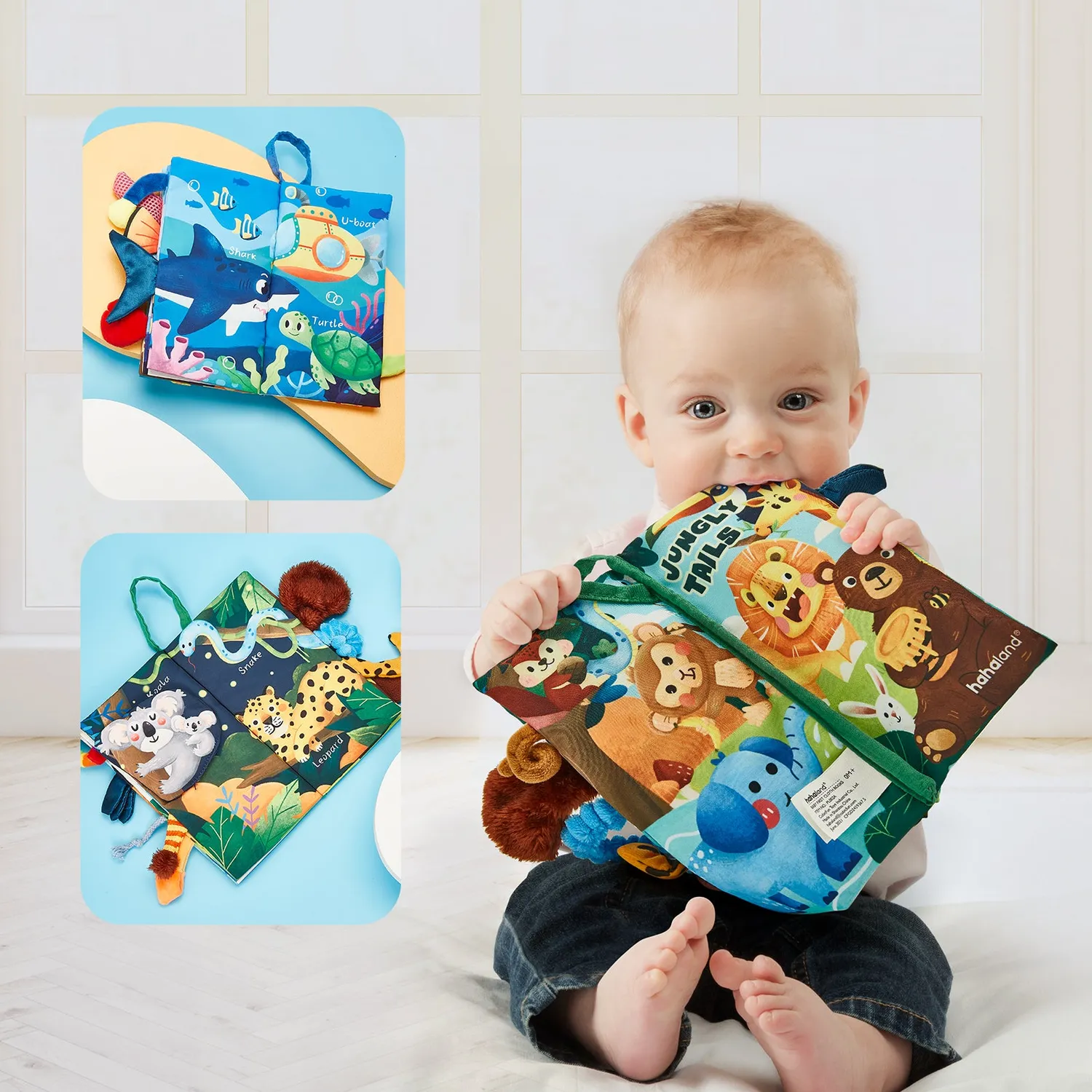 hahaland Jungly Tails & Marine Life Stoffbuch 2er-Set mit Knister