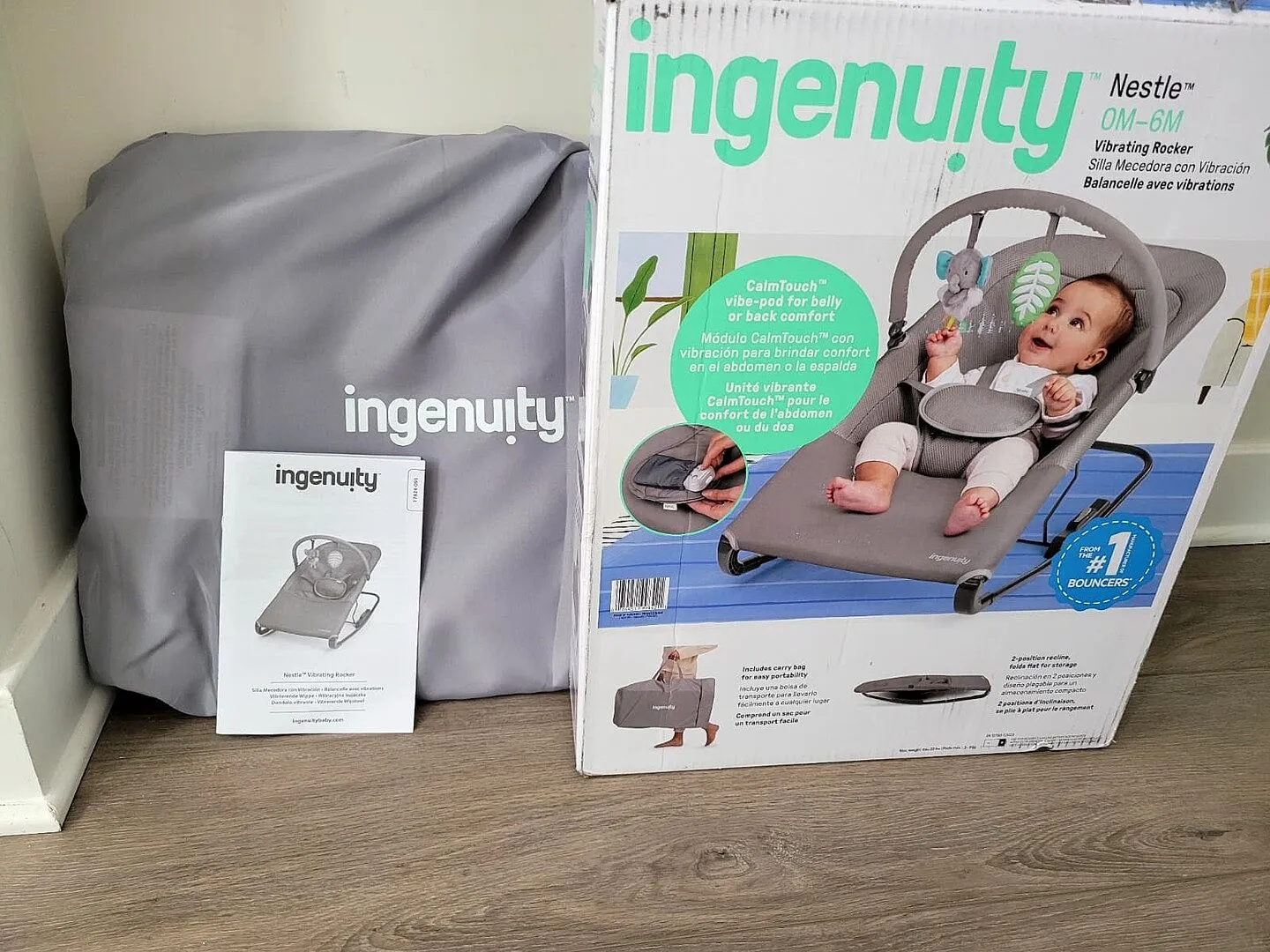 Ingenuity Nestle Schaukelwippe Mocha mit Vibration atmungsaktiv