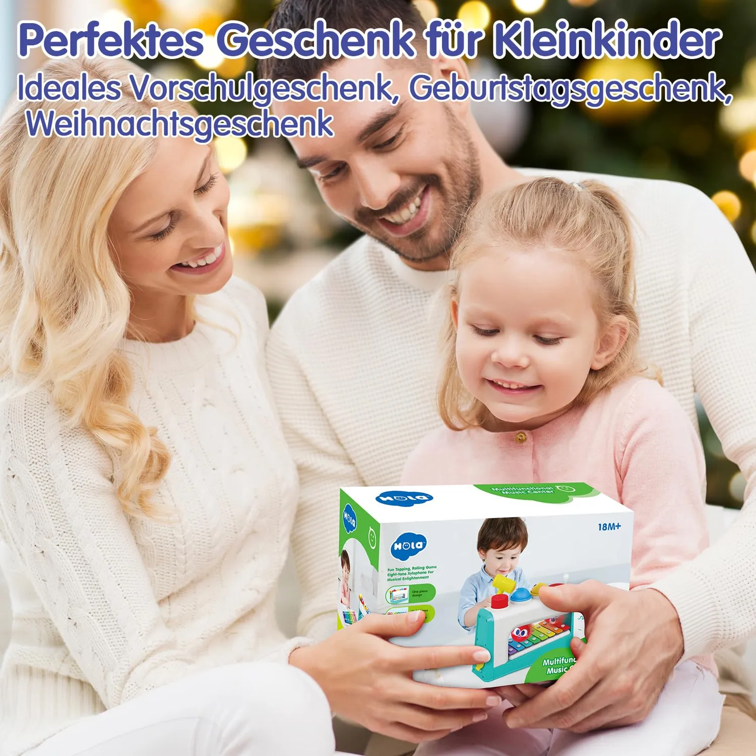 HOLA Hammerspiel Xylophon Klopfspiel mit 3 Bällen ab 1 Jahr