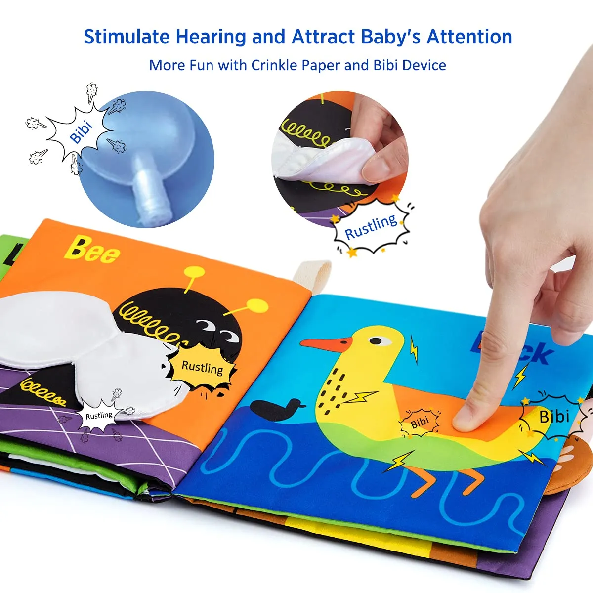 Beiens Stoffbuch Knisterbuch Baby schwarz-weiß