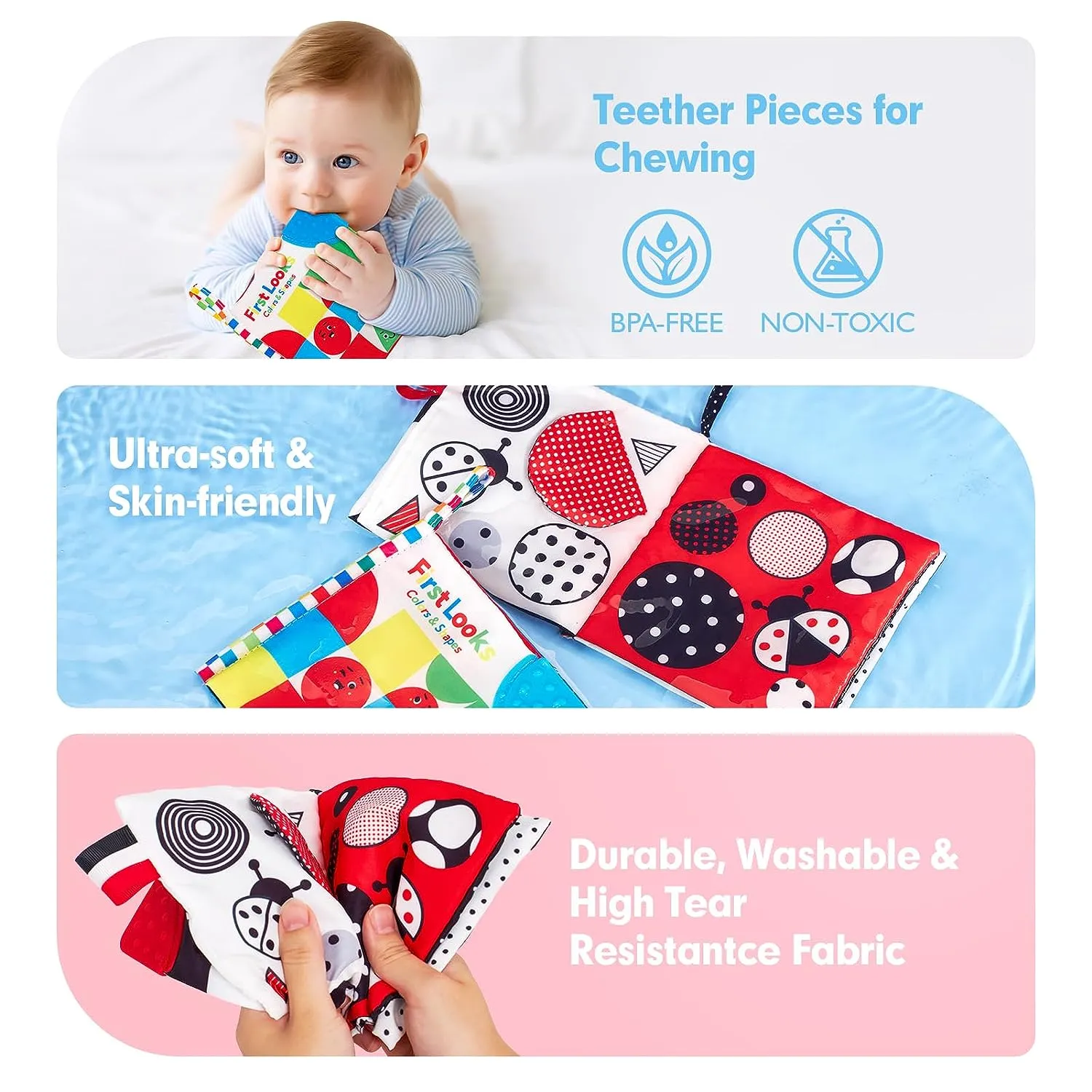 hahaland Kontrast Stoffbuch Baby 2er-Set Schwarz-Weiß