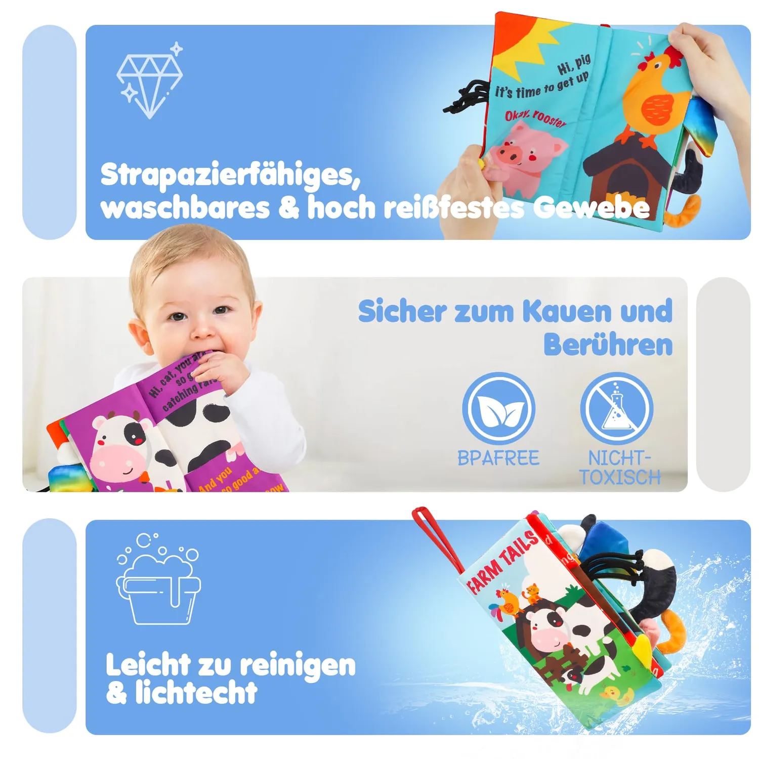 beiens Stoffbuch Bauernhof Knisterbuch Baby