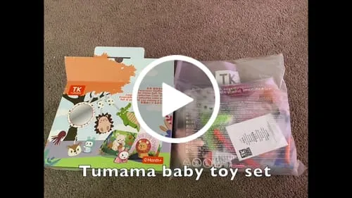 TUMAMA Tummy Time Set Spiegel Knisterbuch Rassel