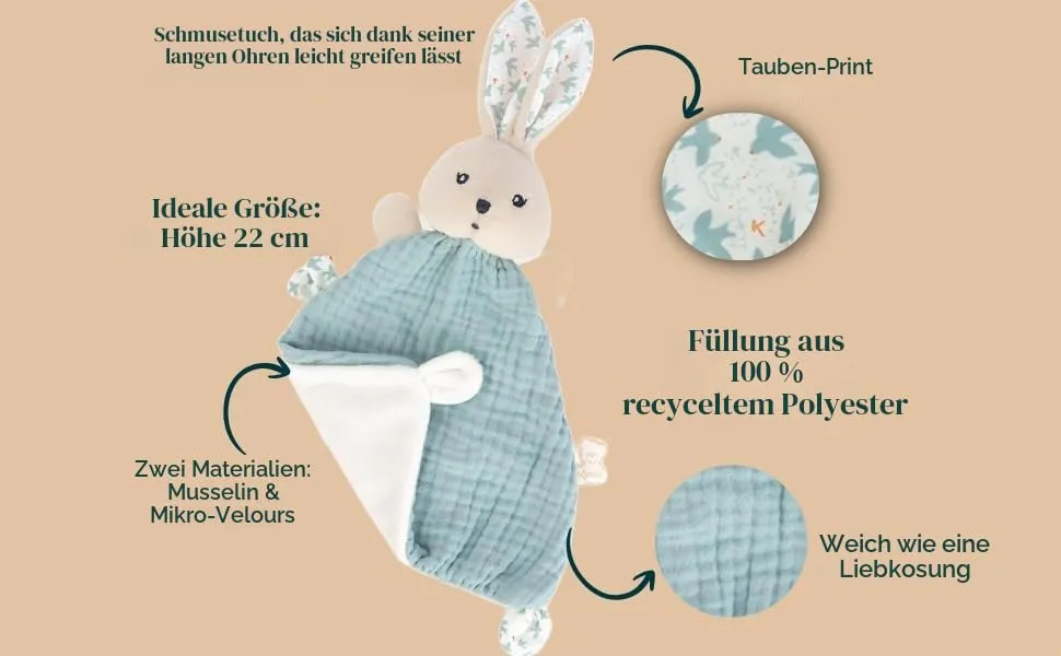 Kaloo K'Doux Geschenkset Hase 3-teilig Taubendruck
