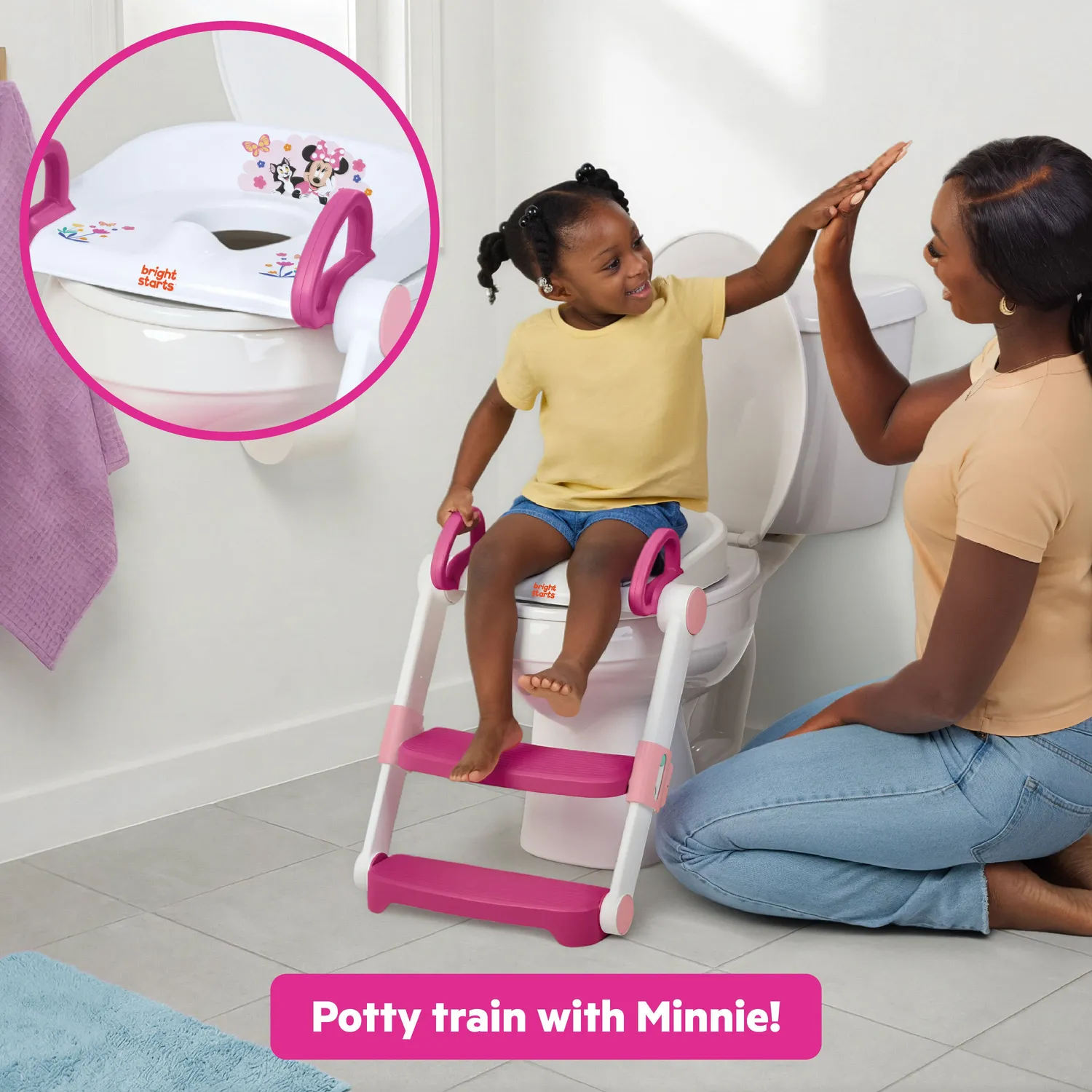 Bright Starts Minnie Töpfchensitz mit Leiter rosa faltbar