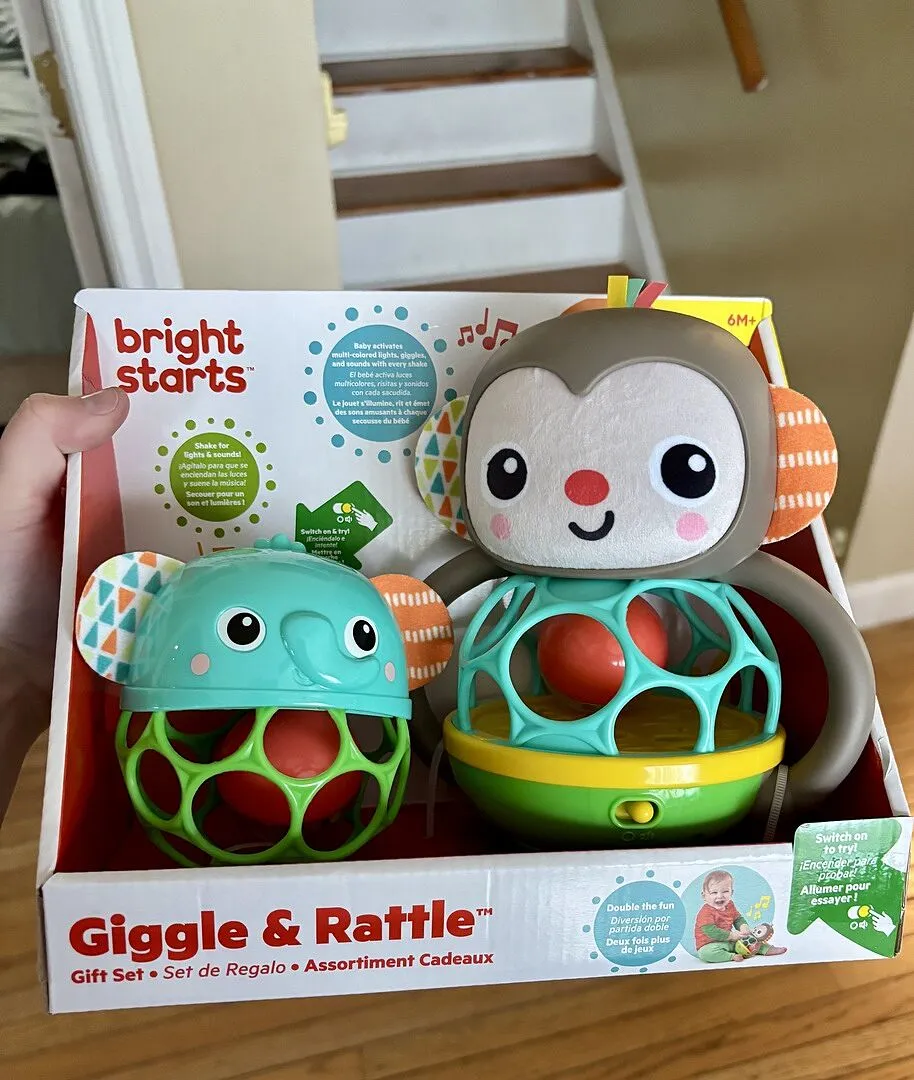 Bright Starts Giggle & Rattle Spielzeugset Affe+Elefant