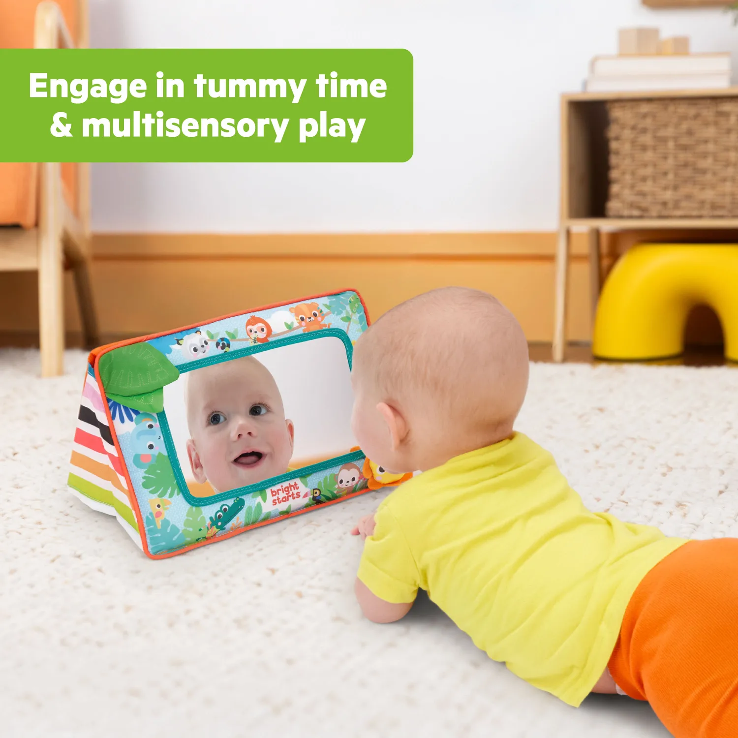 Bright Starts Sit & See Tummy Time Babyspiegel mit Knister faltbar