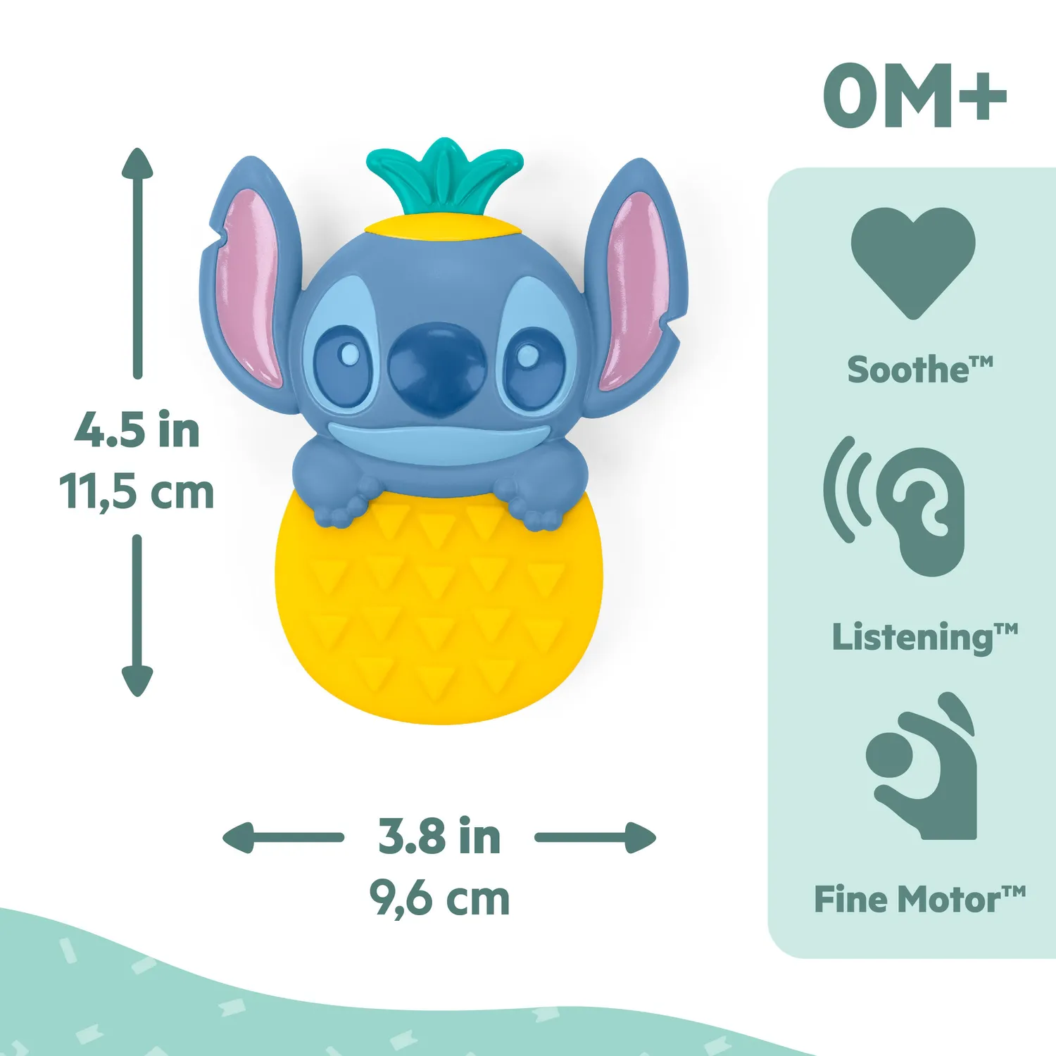 Disney Baby Stitch Tropical Beissring Rassel Ananas strukturiert