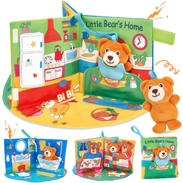 hahaland Touch and Feel Activity-Buch 3-in-1 Babybuch