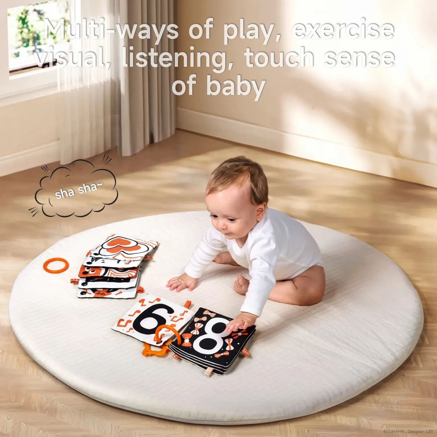 TUMAMA Black White Hängespielzeug Set Knisterbuch