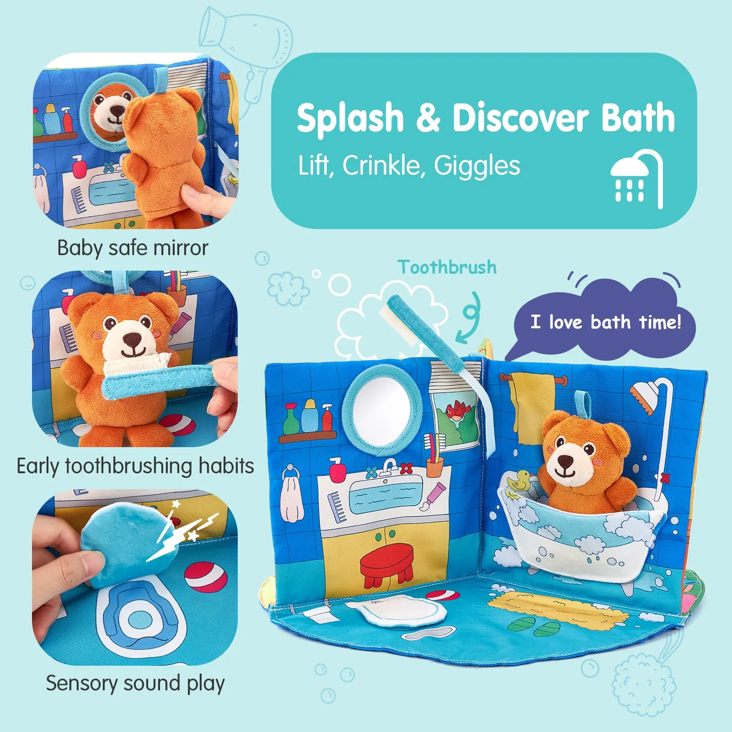 hahaland Touch and Feel Activity-Buch 3-in-1 Babybuch