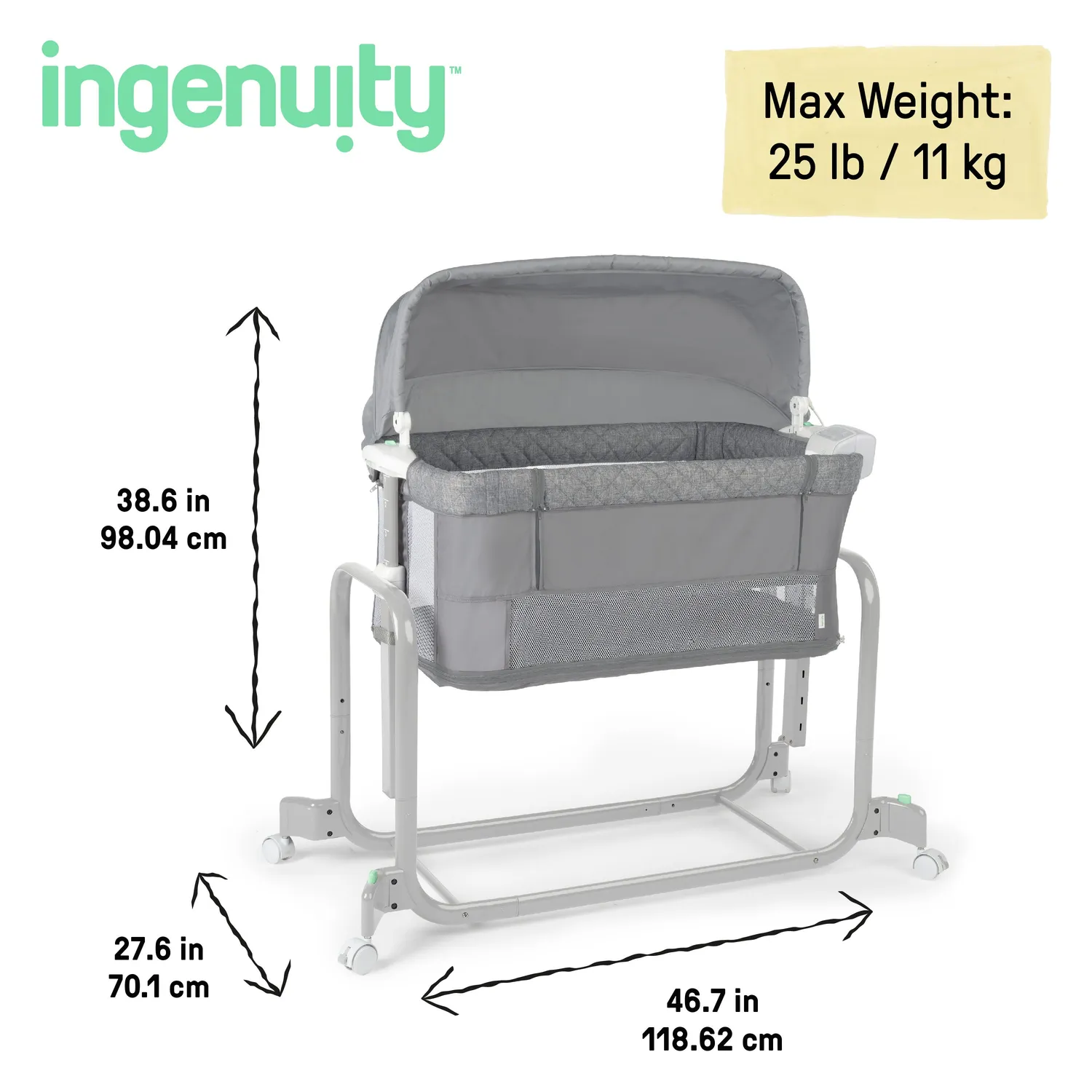 Ingenuity Dream Hero Starlight Beistellbett 3-in-1 grau