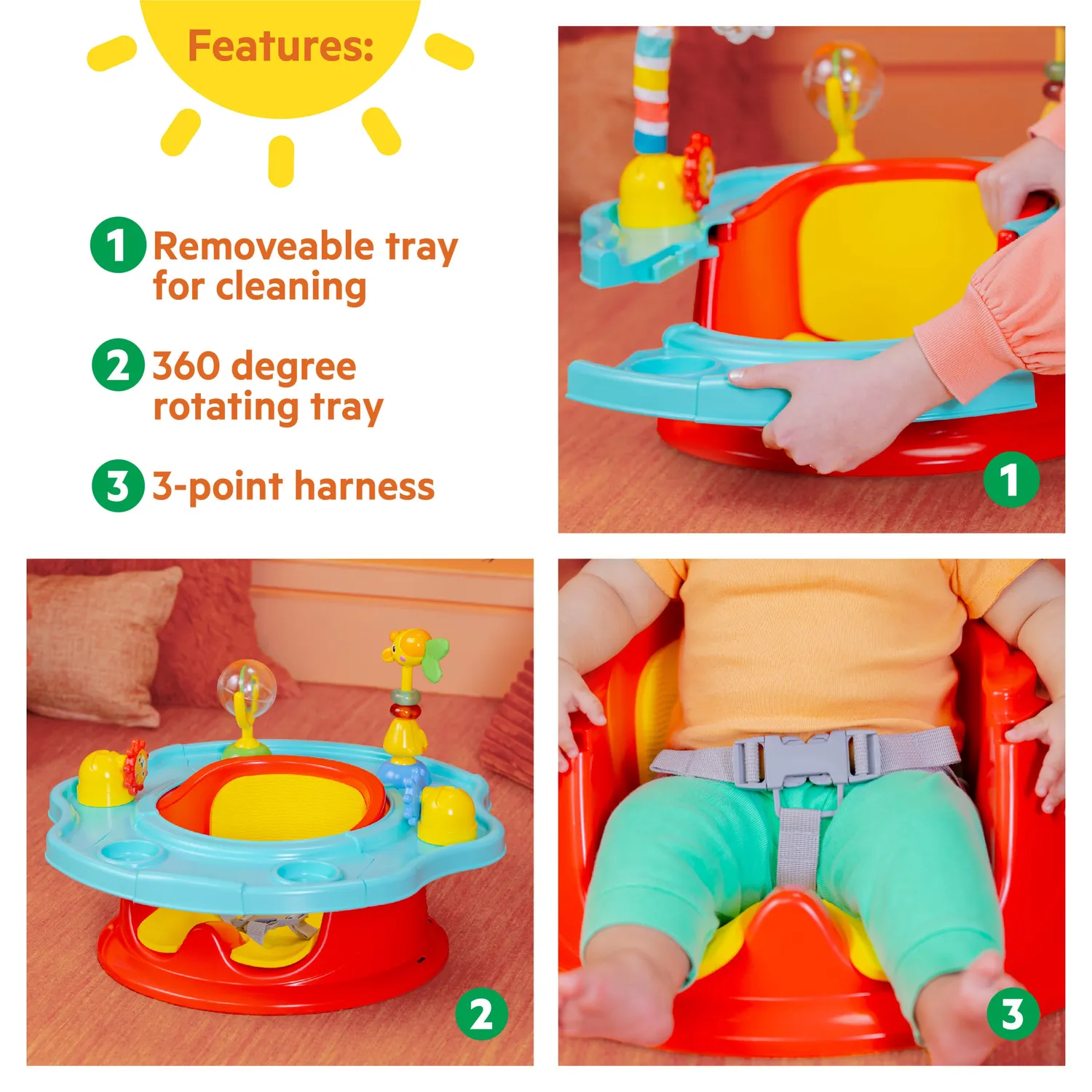 Bright Starts Playful Paradise SuperSeat 3-in-1 Babysitz mit Tablett
