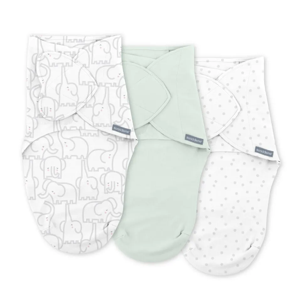 SwaddleMe Monogram Elephant Dance Pucktuch 0-3 Monate 3er-Pack Baumwolle