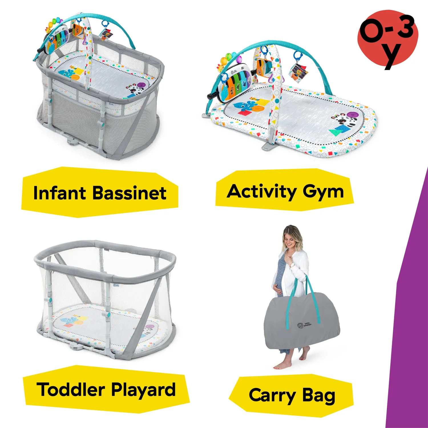 Baby Einstein Kick & Snooze 3-in-1 Laufstall Klavier Musik Licht