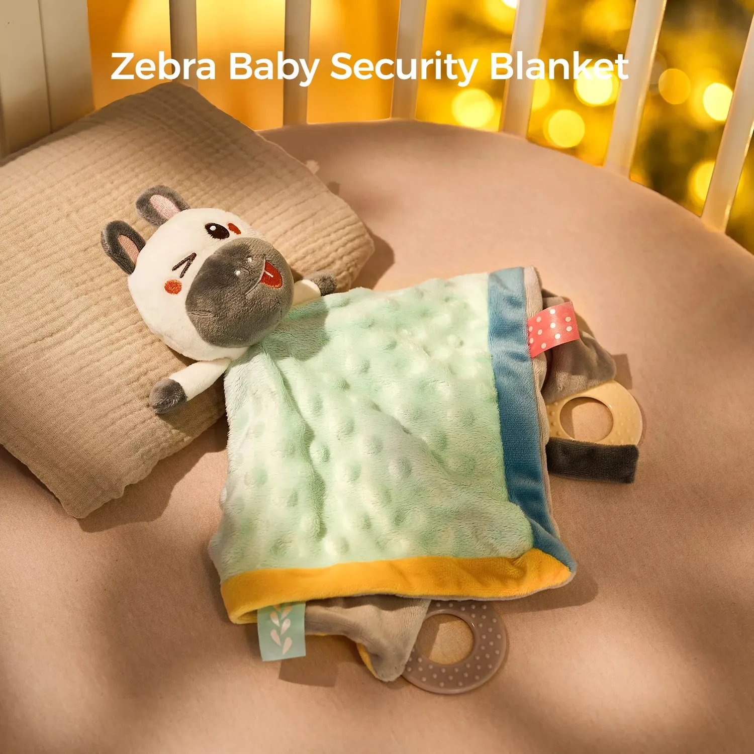 TUMAMA Zebra Schnuffeltuch schwarz-weiß mit Beißring