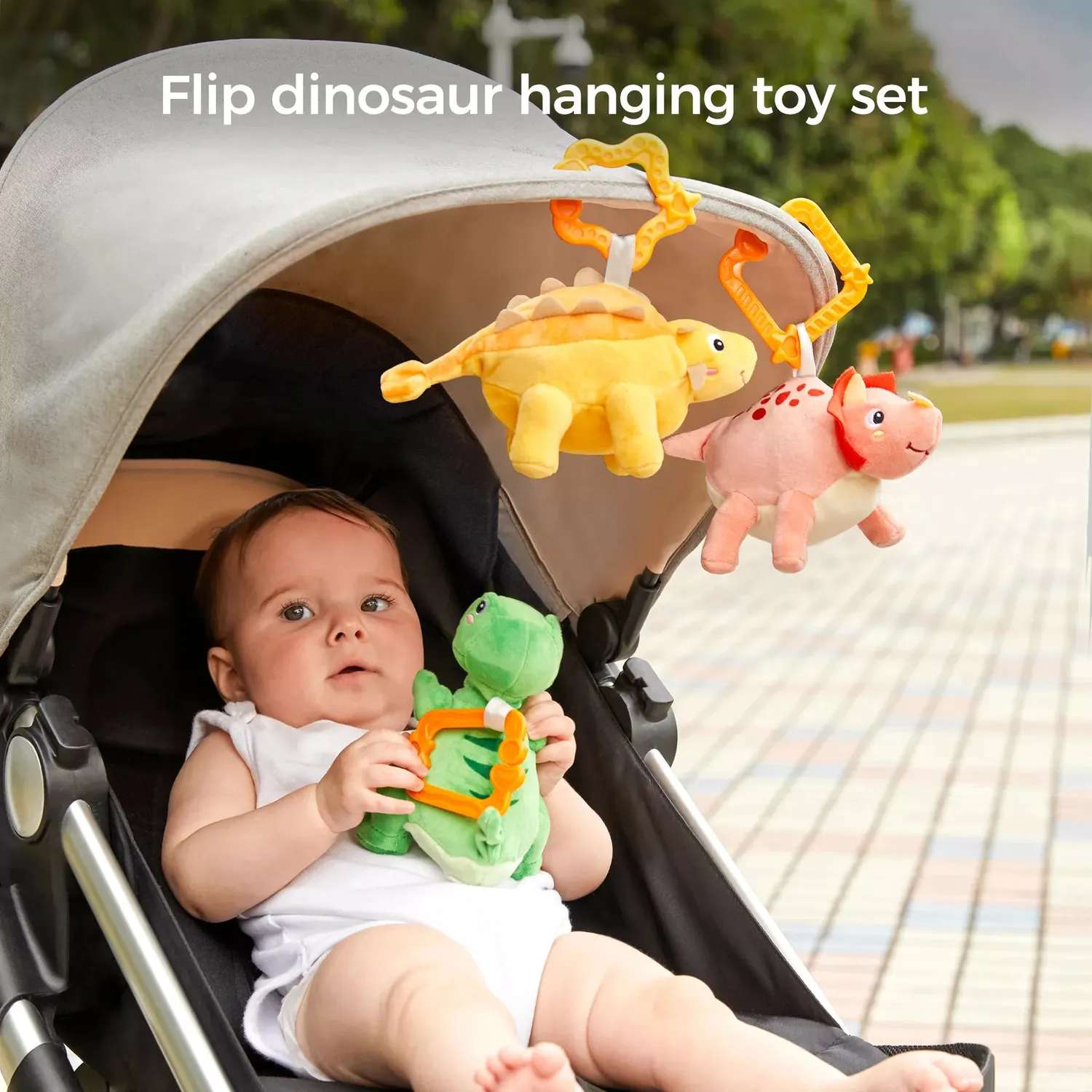 TUMAMA Dino-Wende Plüschanhänger 3er-Set Ei