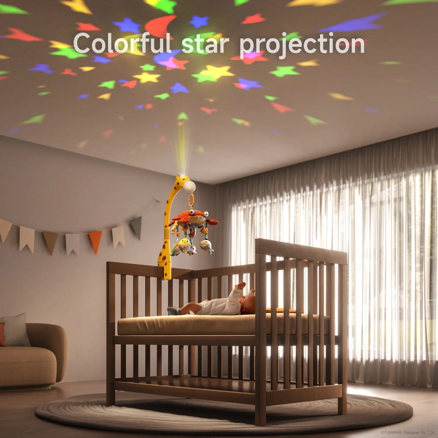 TUMAMA Baby Mobile mit Licht, Musik und Bluetooth