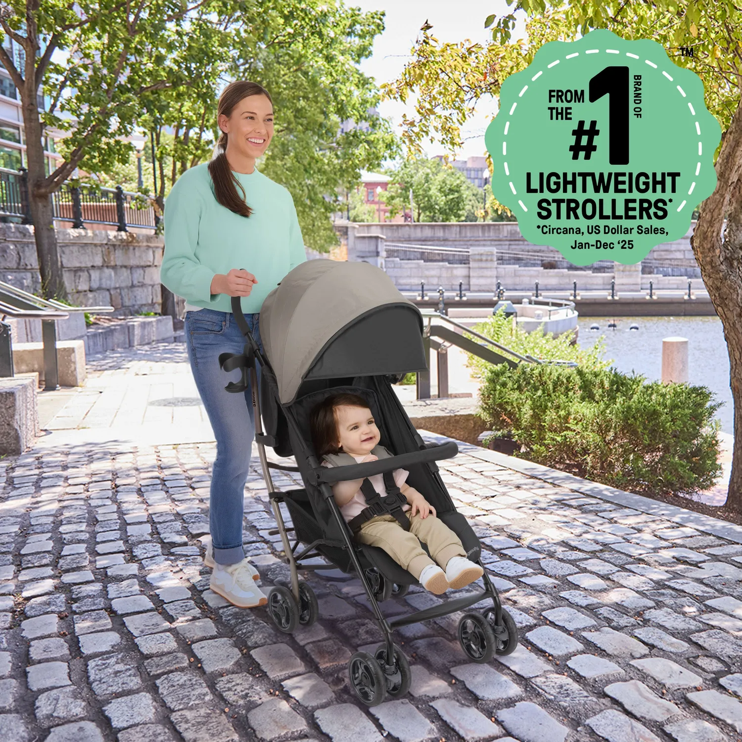 Ingenuity 3Dlite Jewel Buggy Khaki leicht mit Liegeposition