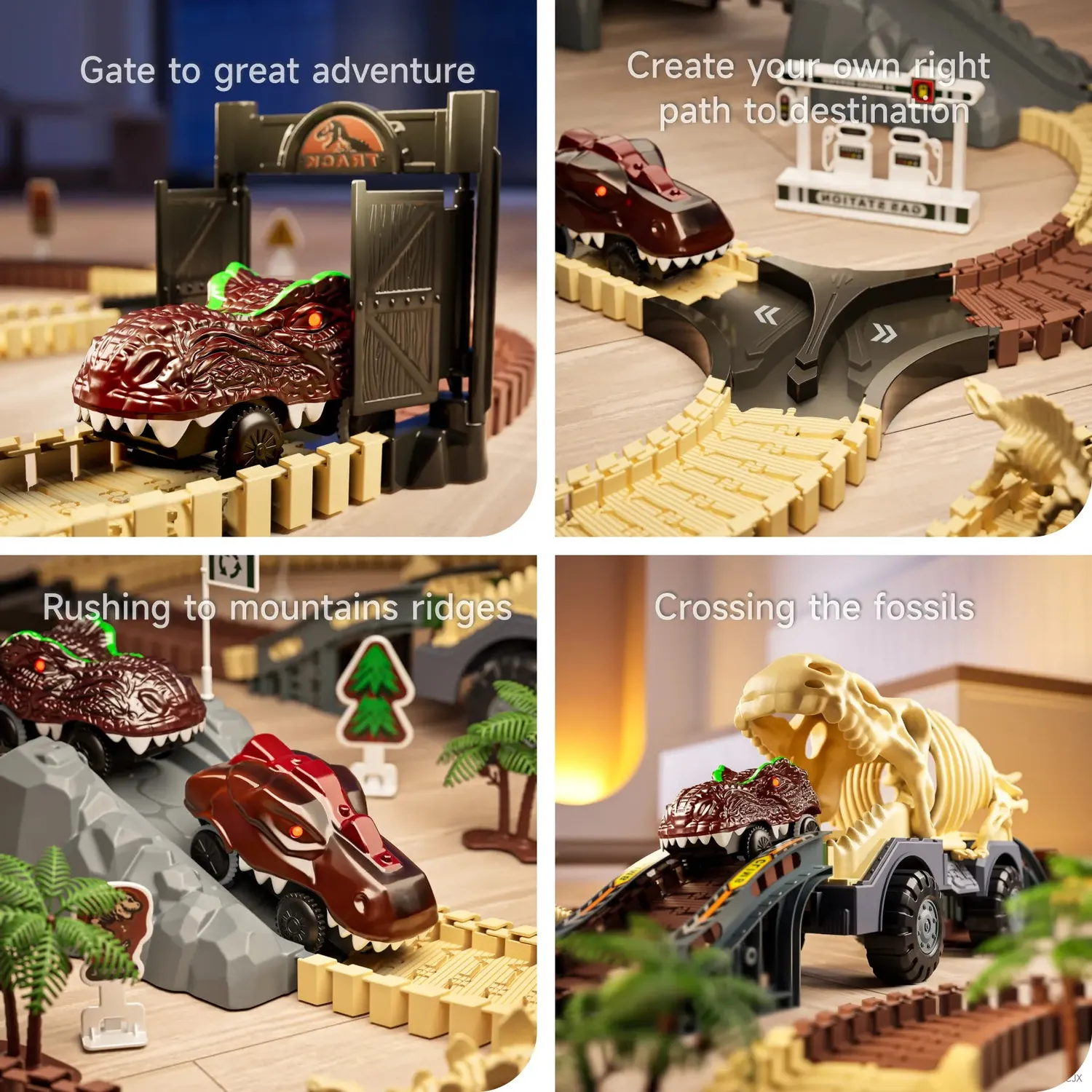 TUMAMA Dinosaurier Rennbahn Auto Set elektrisch flexibel
