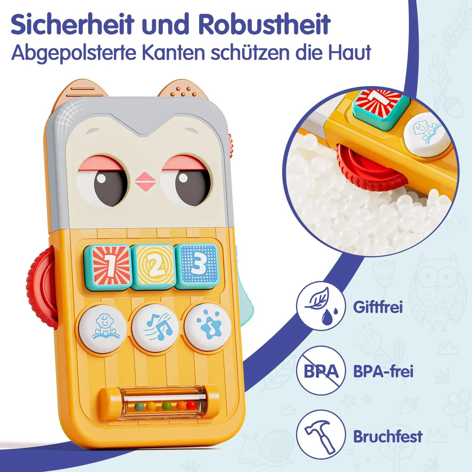 HOLA Eulen-Handy Musikspielzeug 6-12 Monate Lernmodus