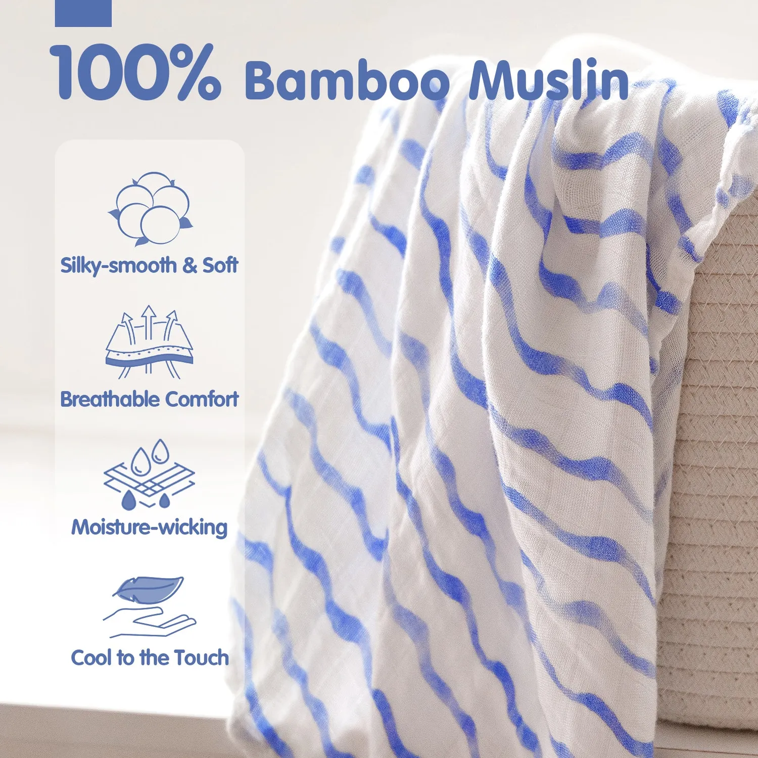 hahaland Bamboo Pucktücher Musselin 3er-Set atmungsaktiv