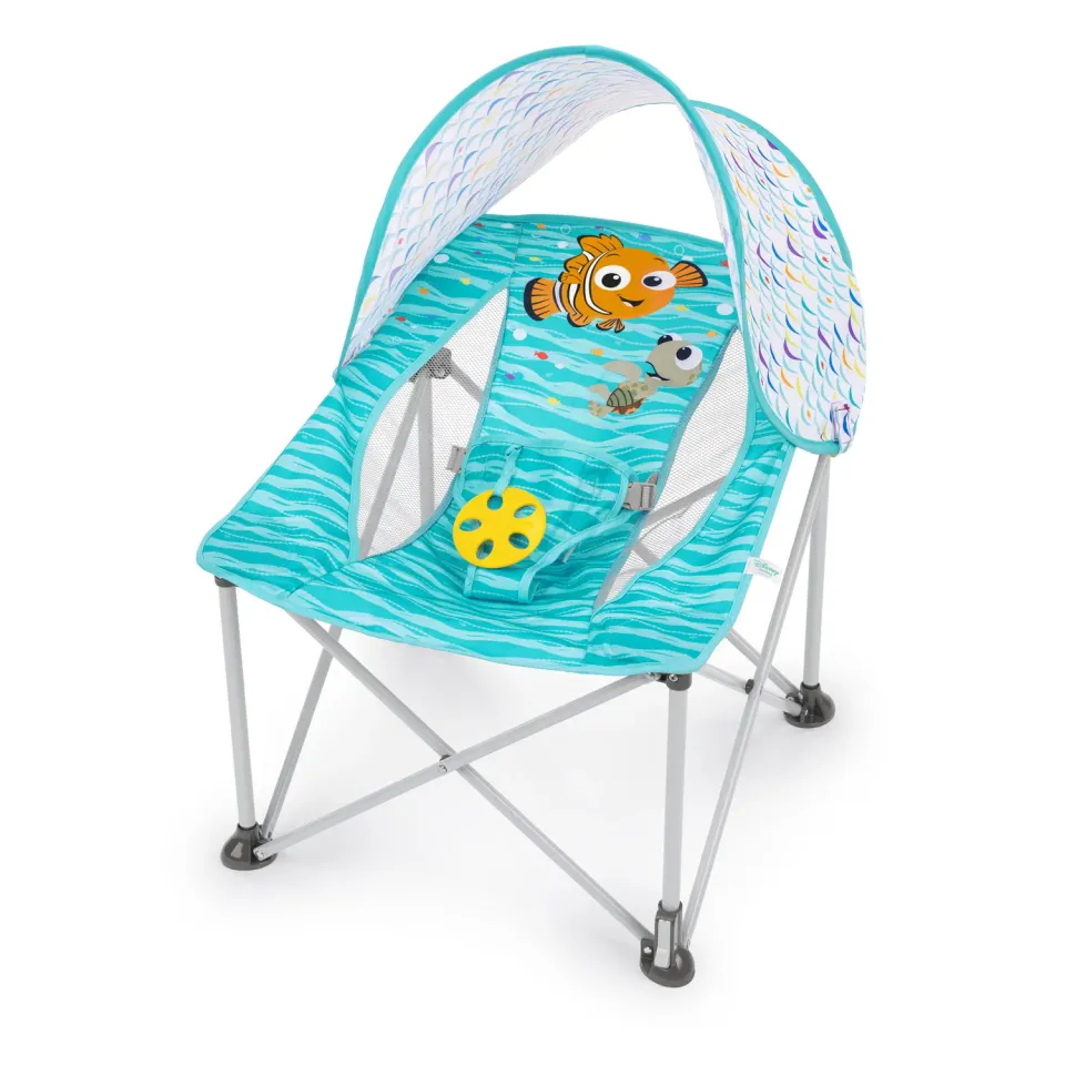 Bright Starts Disney Baby Pop 'N Chill Babyliege Blau mit Sonnendach