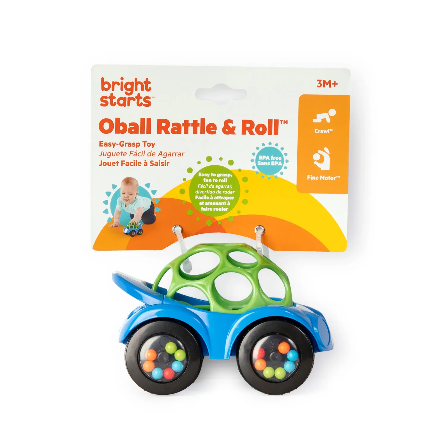 Bright Starts Oball Rattle & Roll Spielauto Blau griffig